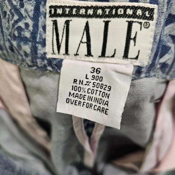 International Male Blue Aztec Print Cotton Shorts 36 90s Y2K Boho Preppy Vintage - Picture 7 of 7